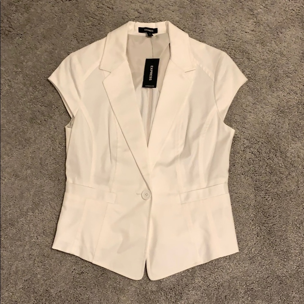 White Short Sleeve Blazer